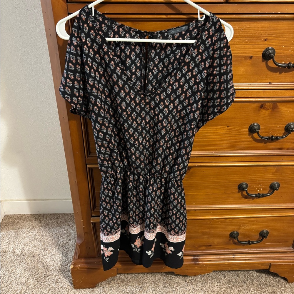 Soprano Black and Pink Patterned Jumpsuit